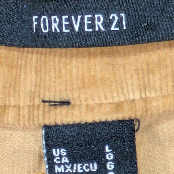 NEW Forever 21 Corduroy Pants Womens L Camel Flare Academia 70's Retro High Rise - Picture 9 of 10